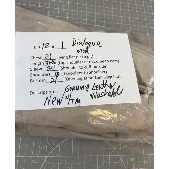 Dialogue Women's M Washable Beige Leather Blazer Jacket Genuine Suede NWT - Picture 7 of 7